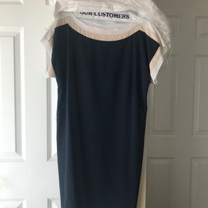 Ann Taylor Dress size 14 Navy with cream/white accent